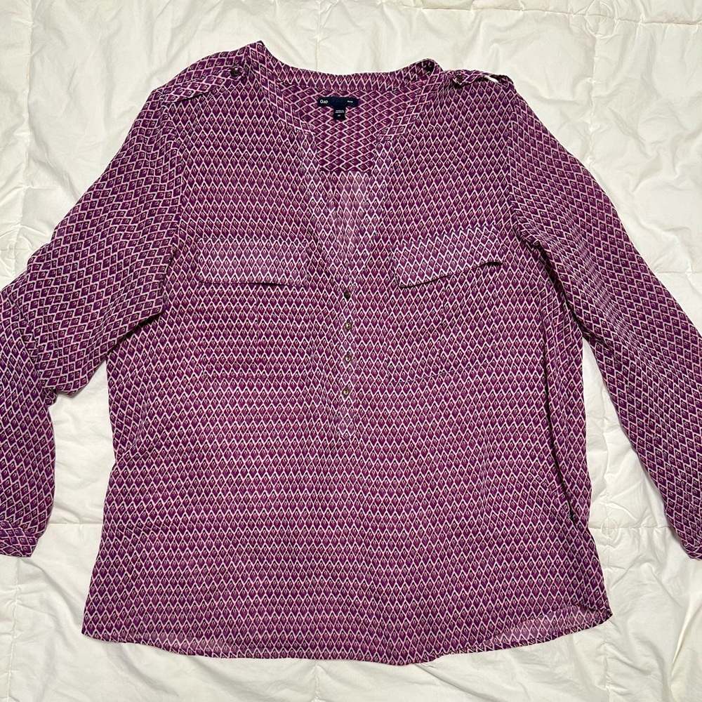 GAP Women's Purple Geometric Blouse